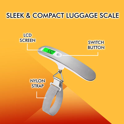 Billebon Weighing Scale for Luggage with LCD Display. 50kg Weighting Scale Limit Weighing Machine Suitable for Flights and Travel Bags