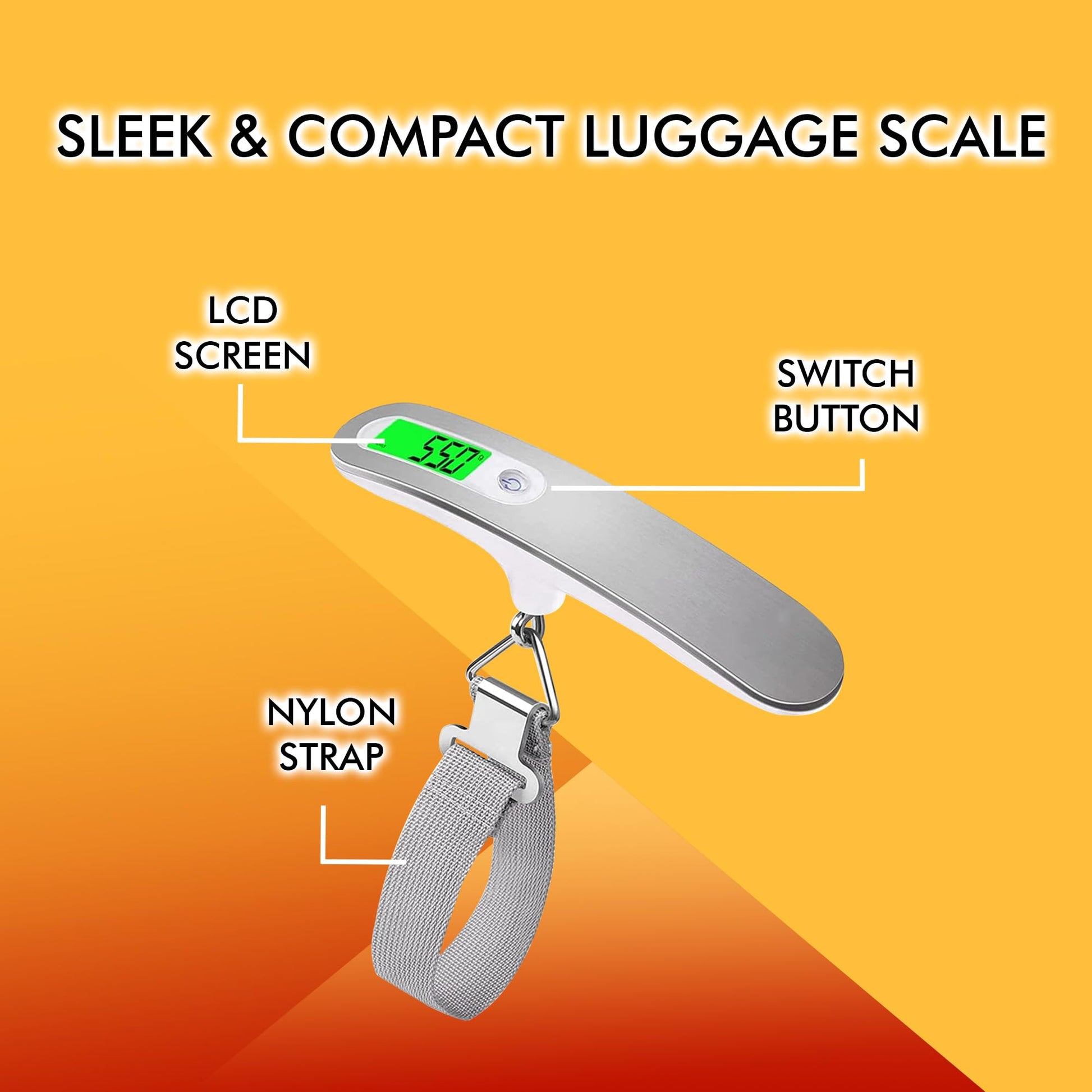Billebon Weighing Scale for Luggage with LCD Display. 50kg Weighting Scale Limit Weighing Machine Suitable for Flights and Travel Bags