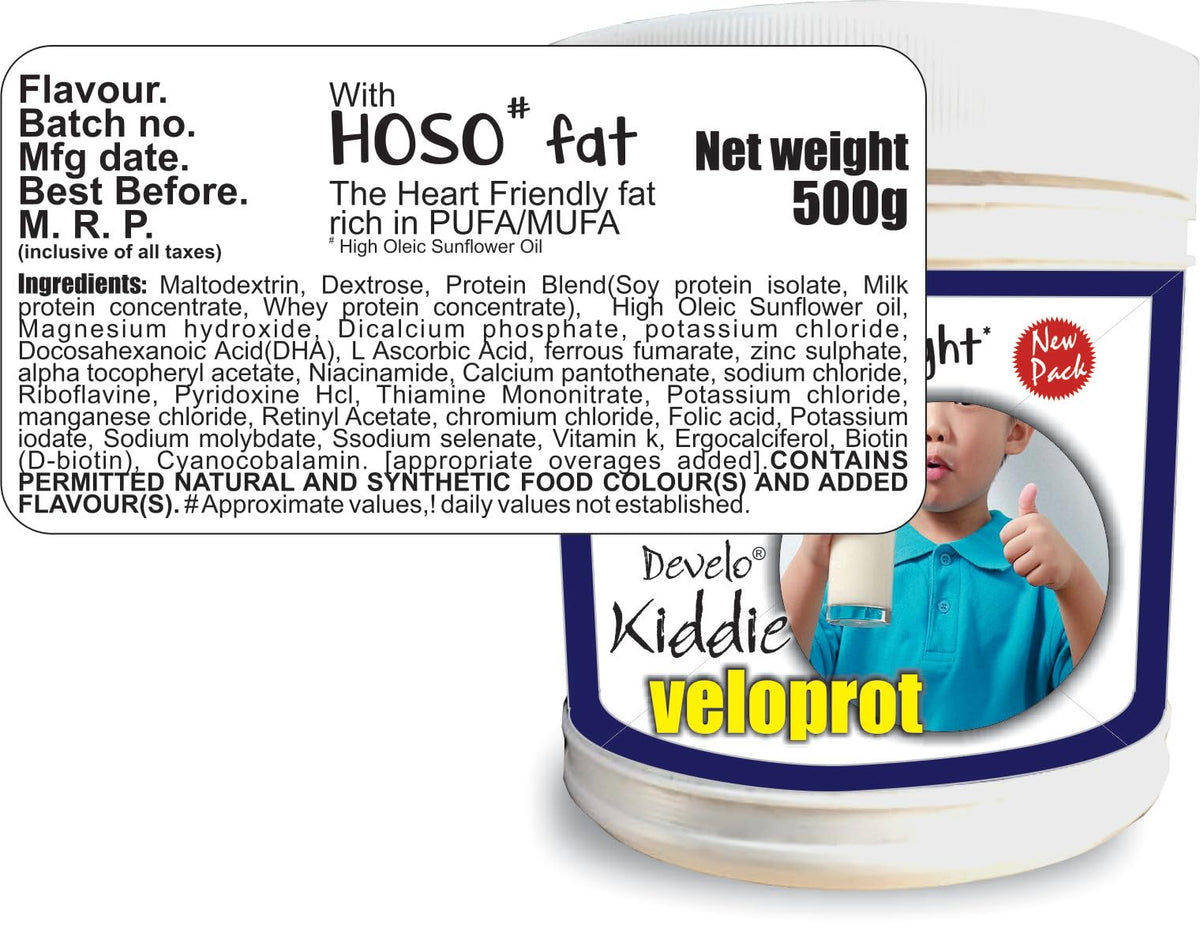 Develo Weight & Height Gainer Protein Powder for Kids, 2-12 years & Teenagers, Boys & Girls - 500g Kesar Badam