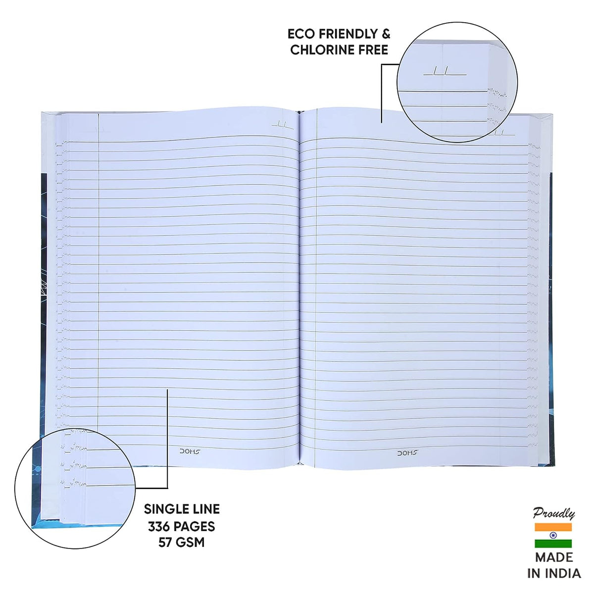 DOMS Hard Bound A4 Single Line Note Book (Master of Music) 340 Pages
