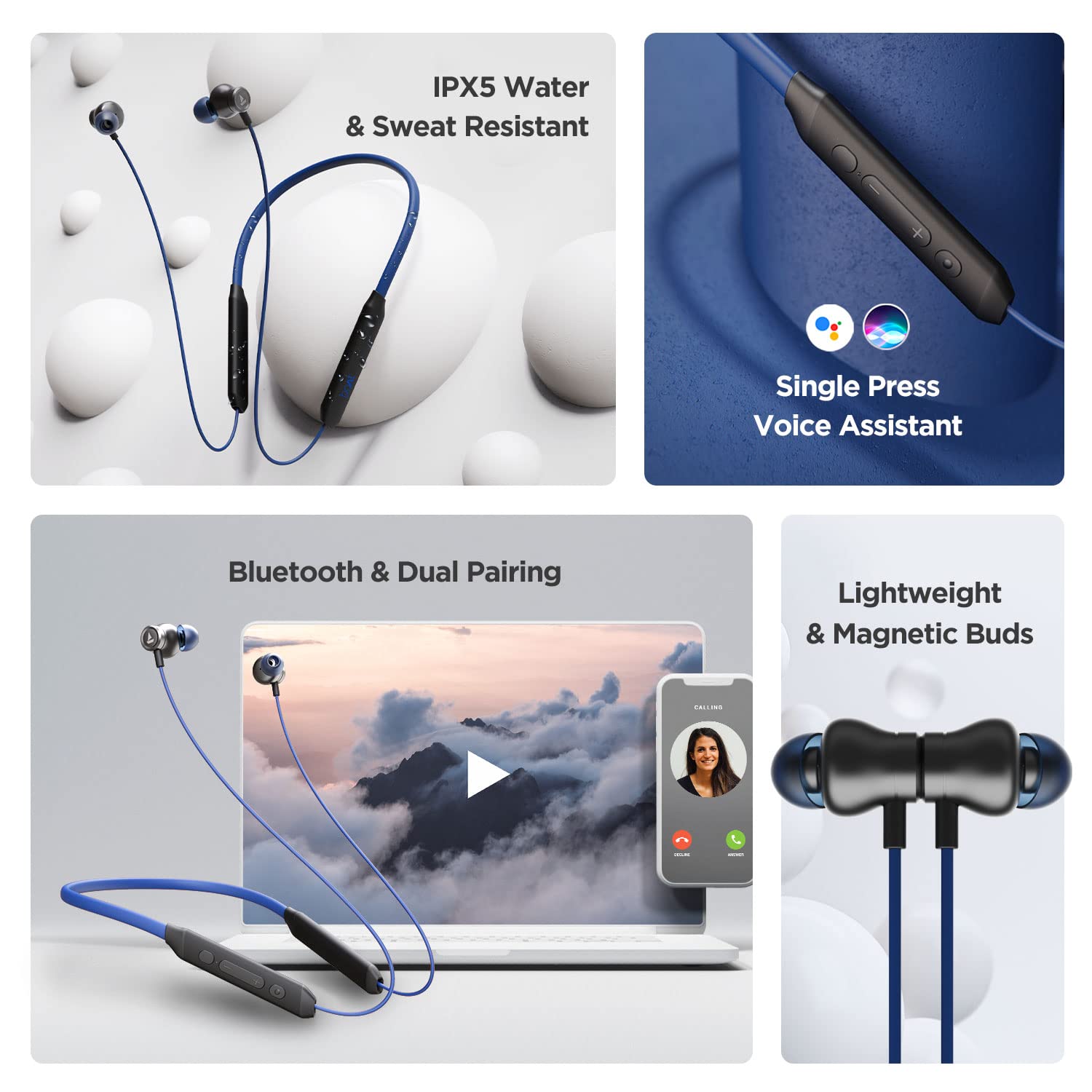 boAt Rockerz 205 Pro in Ear Bluetooth Neckband with Mic, Beast Mode(Low Latency Upto 65ms), ENx Tech for Clear Voice Calls,30 Hours Playtime, ASAP Charge,10mm Drivers,Dual Pairing & IPX5(Buoyant Blue)