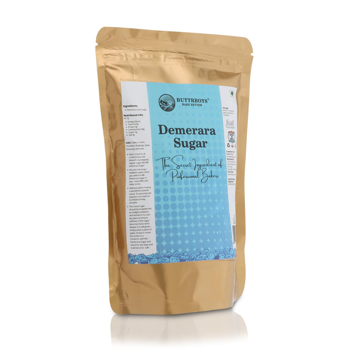 ButtrBoys Demerara SugarNatural Brown Sugar, Healthy & Wholesome | Powdered Brown Sugar for Baking, Tea, & Coffee, 500 Grams