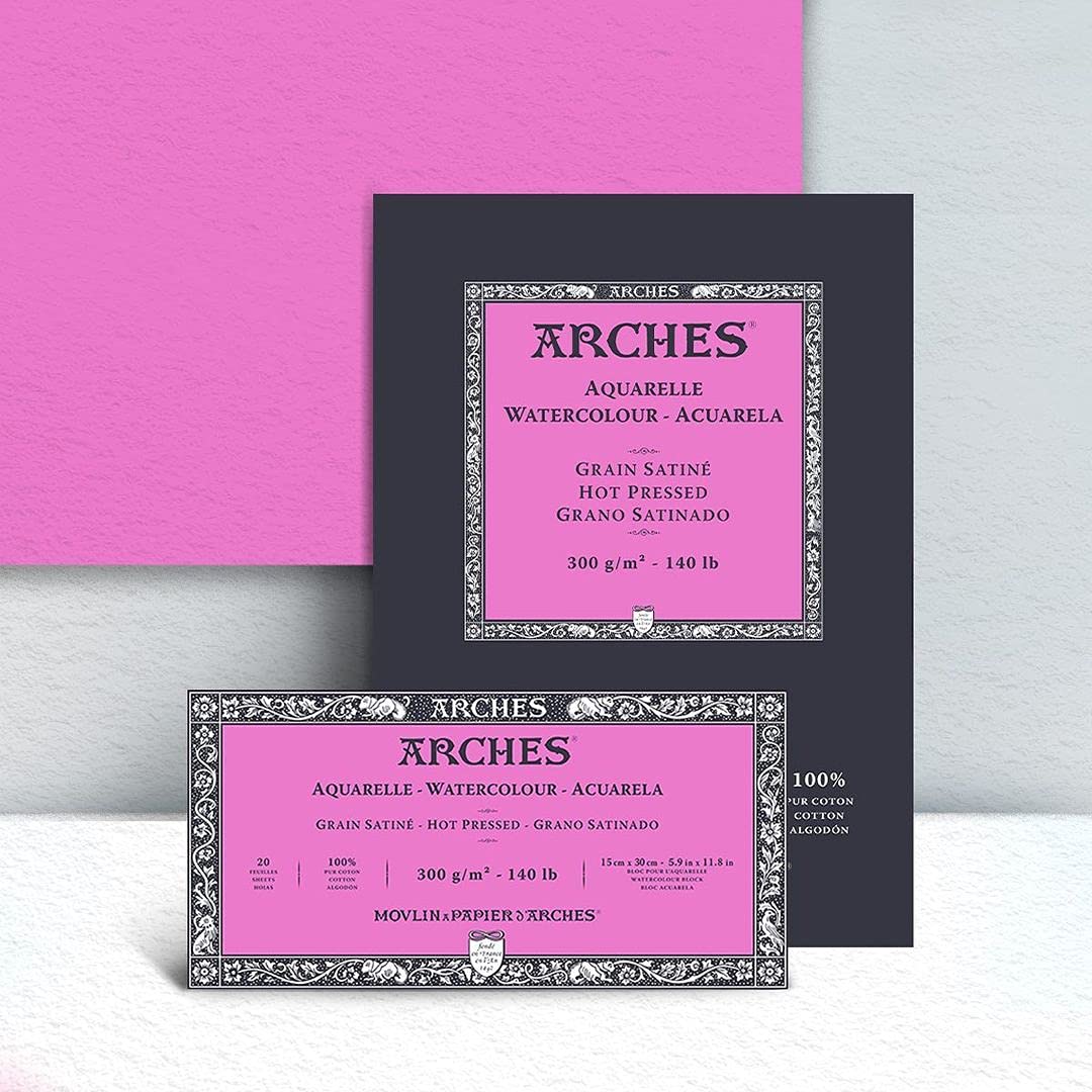 Arches Watercolour 185 GSM Hot Pressed Natural White A5 cm Paper Pad, 15 Sheets