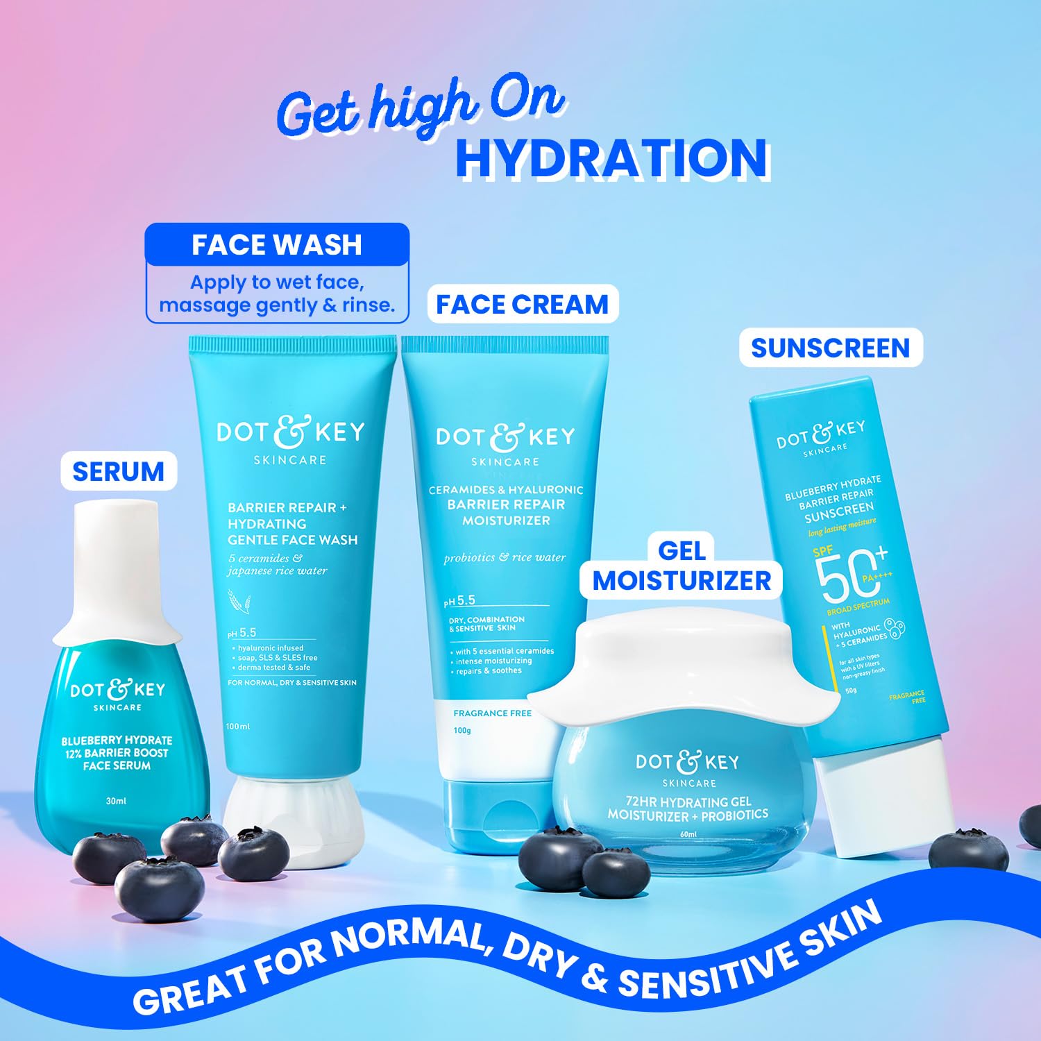 DOT & KEY Barrier Repair + Hydrating Gentle Face Wash With Probiotic | Ceremide Face Wash | For Dry Skin,Normal Skin & Sensitive Skin | Gently Cleanses Skin From Dirt & Oil For Unisex,100Ml
