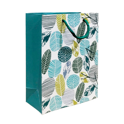 PaperPep Cream Green Leaf Print 13"X10"X4.5" Gift Paper Bag Pack of 1 | Gift Bags for Return Gifts, Presents, Weddings, Birthday, Holiday Presents, Celebrations