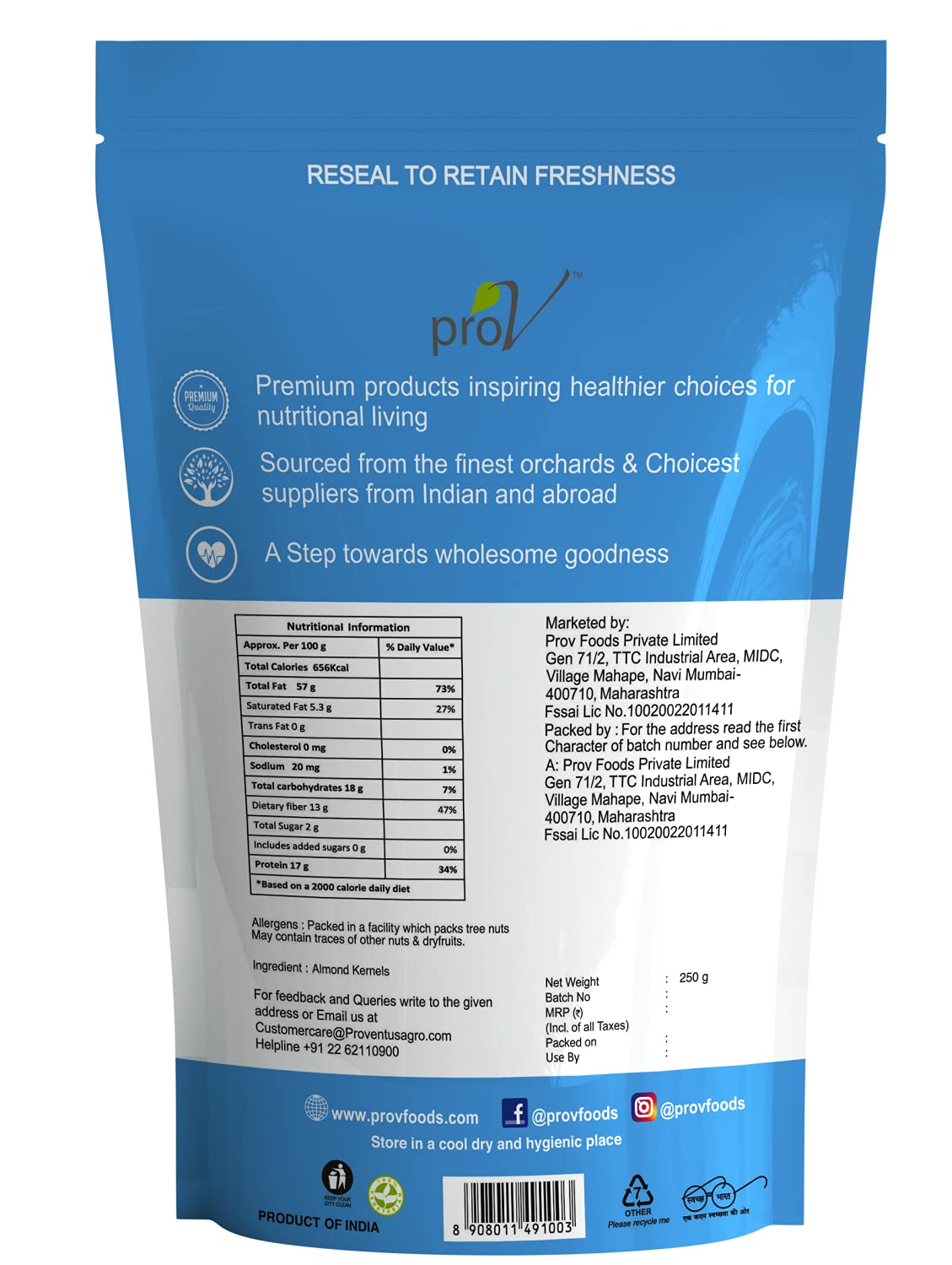 ProV Premium - Almonds 250 gm