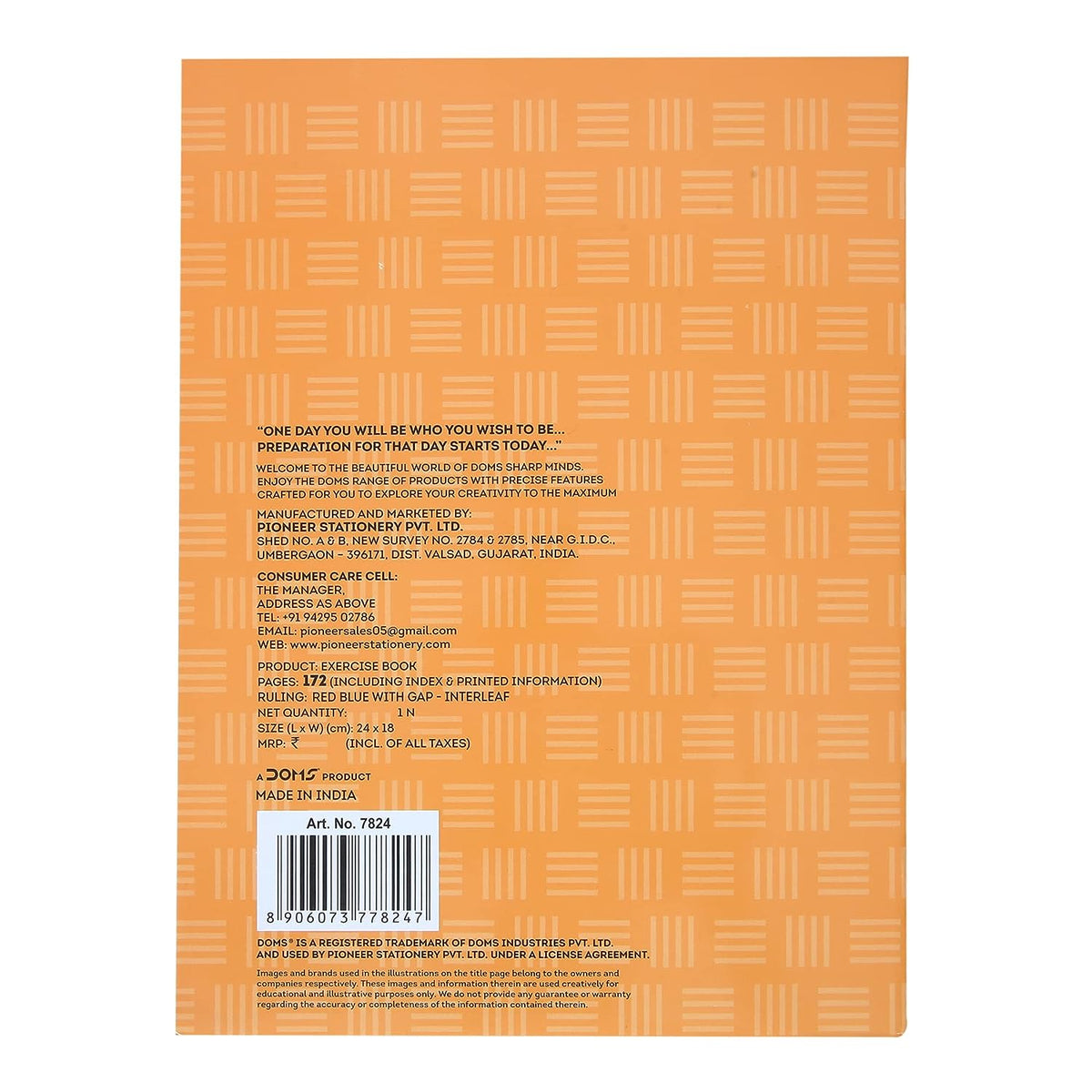 Doms Brown Cover Notebook | Red & Blue With Gap Interleaf | 57GSM | 172 Pages | 18 x 24 cm | Pack of 6