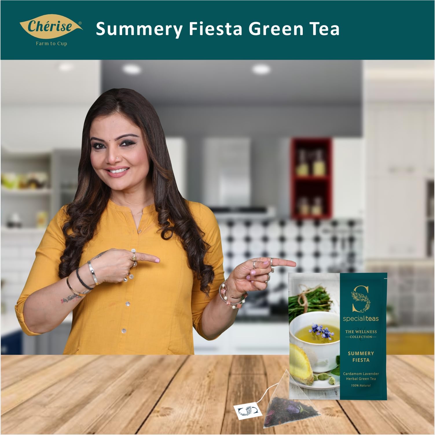 Cherise Specialiteas Summery Fiesta Cardamom Lavender Herbal Green Tea (2 g x 25 Pyramid Tea Bags)