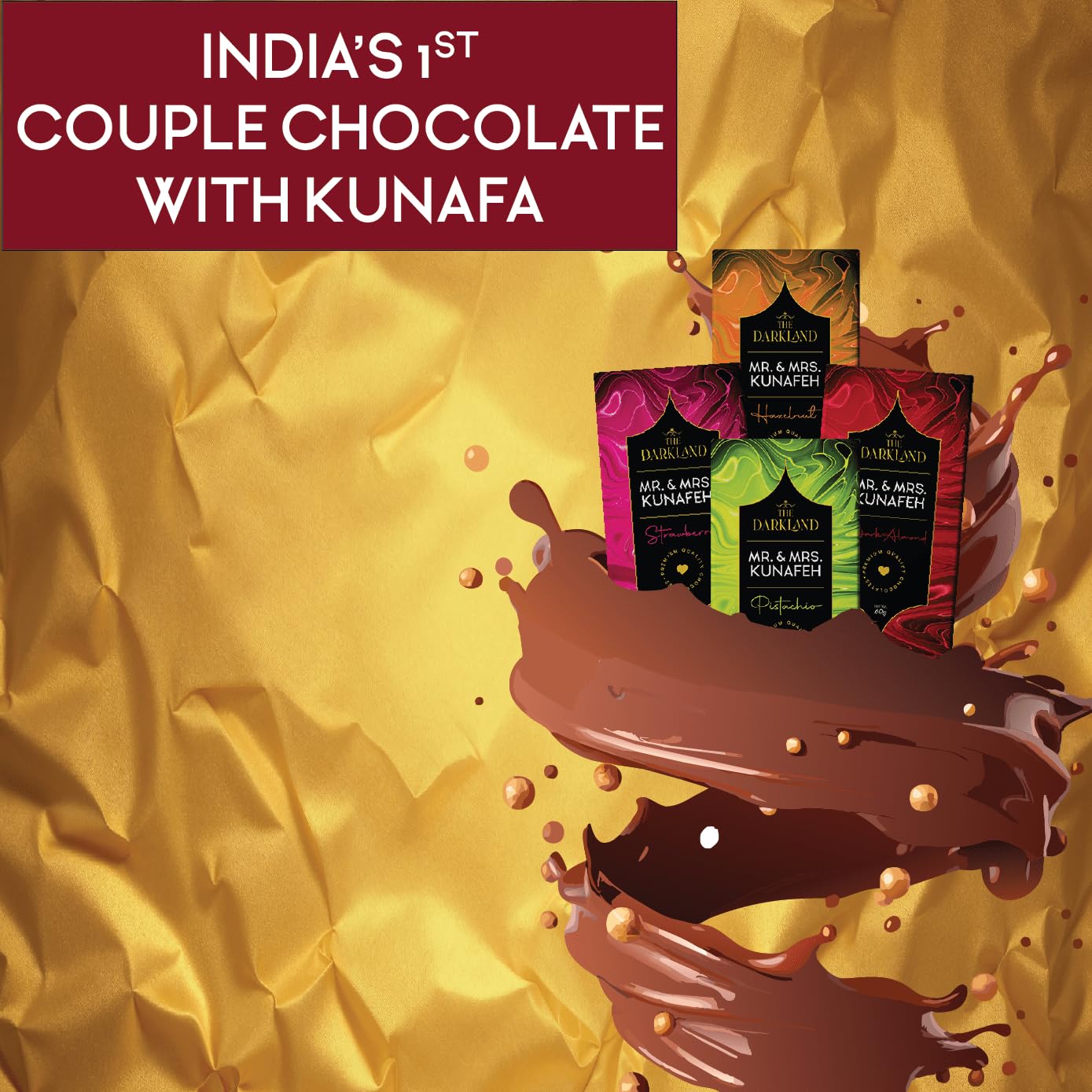 THE DARKLAND Intimate Couple Chocolate | India’s 1st Mood-Lifting Chocolate with Kunafa for Couples |Dark Pistachio Flavour | No Refined Sugar, No Caffeine, No Preservatives | Organic Plant based pure dairy free