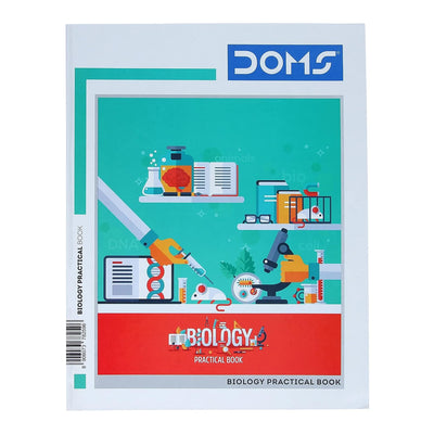 Doms Biology Practical Book | One side Ruled and One Side Plain | 132 Pages | 28 x 22 cm | Pack of 6