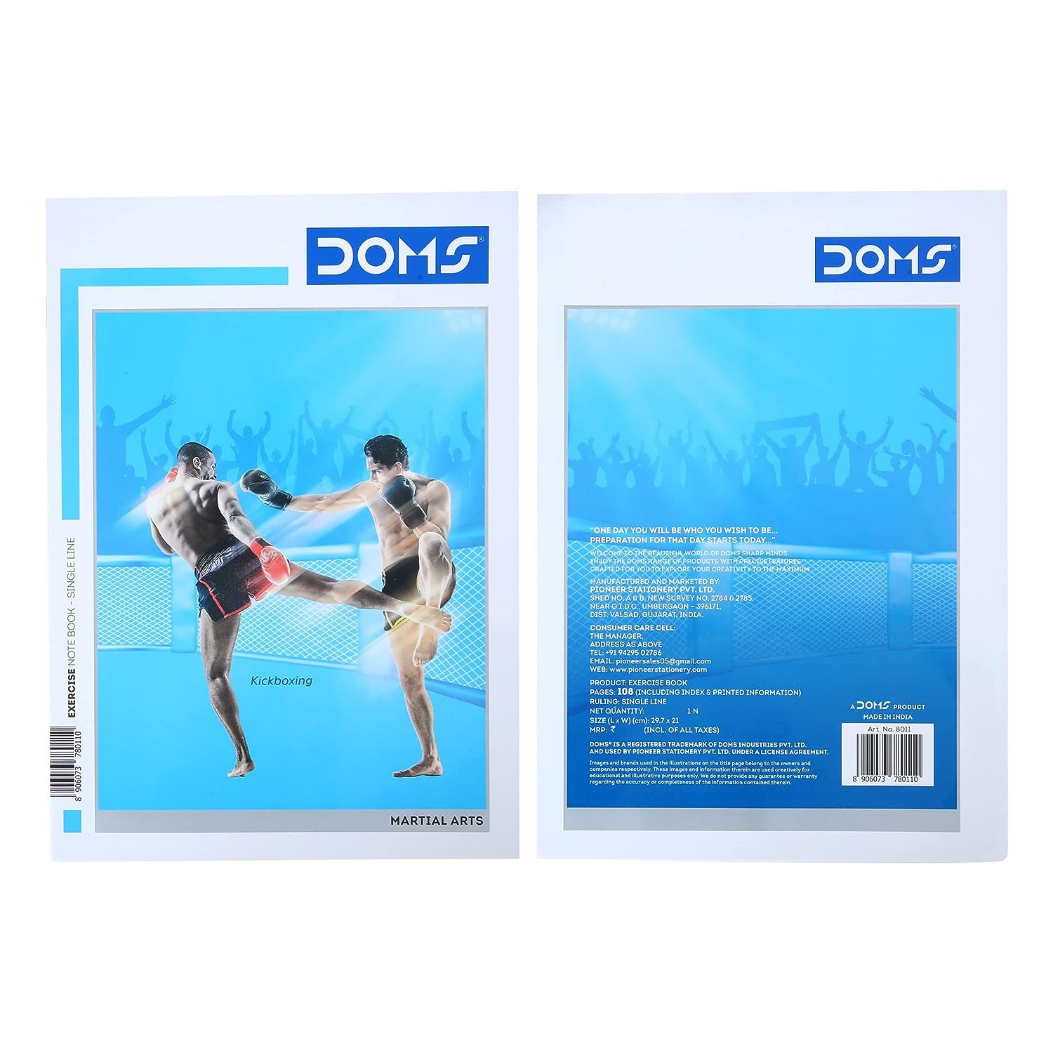 Doms Martial Arts Series Notebook | A4 | Single Line | 57GSM | 108 Pages | 21 x 29.7 cm | Pack of 12