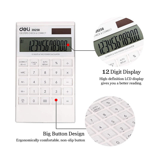 DELI W39258 12 - DGT 120 CHK CALC WHT - Color May Vary