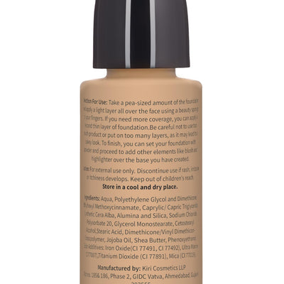 ELIAS Liquid Foundation - 30 ml Water Resistant Lasts Up to 10 Hrs Super Matte Almond Meduim,Golden Undertone Full Coverage Long Wear Illuminating (Darkest)