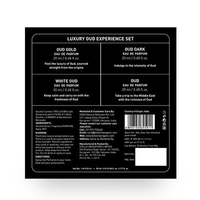 Bella Vita Luxury OUD Experience Eau De Parfum Gift Set 4 x 20ml for Men & Women with OUD, OUD GOLD,OUD DARK,WHITEOUD Perfume|Long Lasting EDP Fragrance Scent