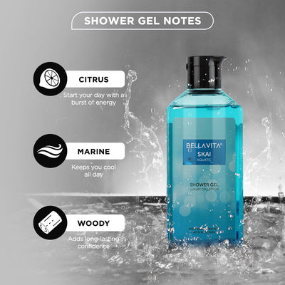 Bella Vita Luxury CEO Man & Skai Aquatic Body Wash Refreshing Shower Gel for Deep Cleansing, Hydrating & Moisturising Skin with Aloe Vera, 250 ml Each