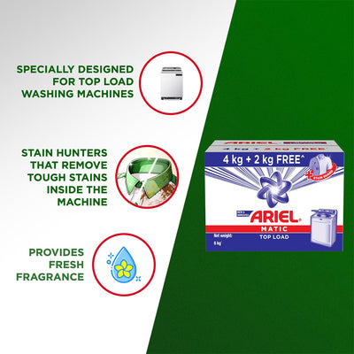 Ariel Matic Top Load Detergent Washing Powder – 4 Kg+2 KG free