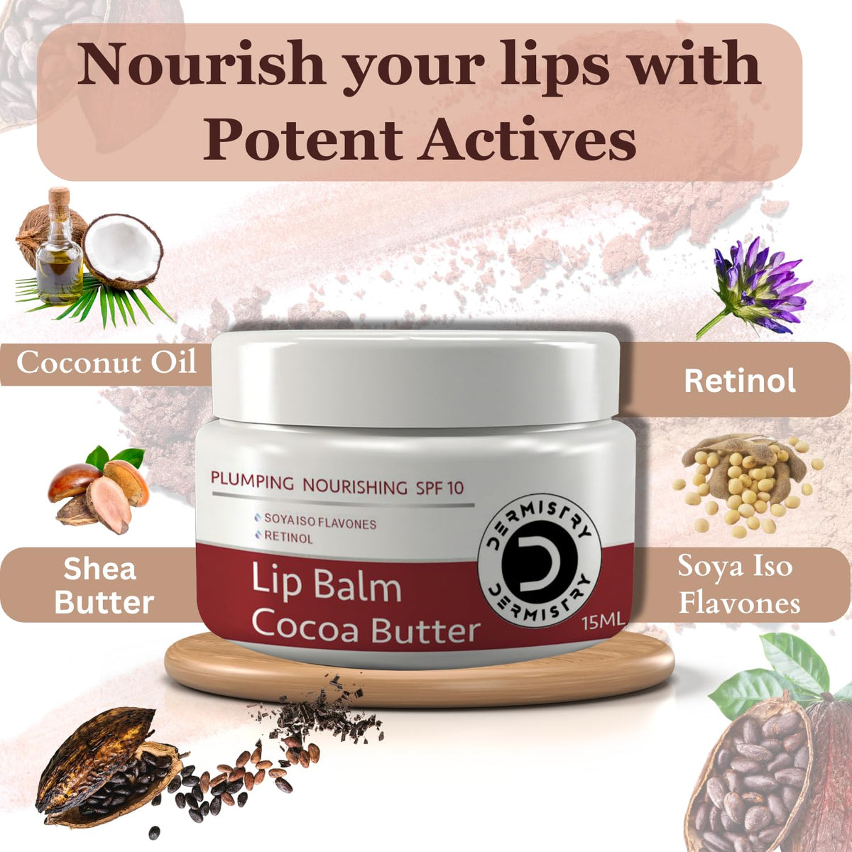 Dermistry Cocoa Butter Lip Care Tint Balm Plumping Nourishing Retinol SPF 10 for Glossy Lips + Exfoliating Lightening Coffee & Sugar Lip Scrub for Deep Dry Chapped Lips for Women Men Girls (Pack of 2)