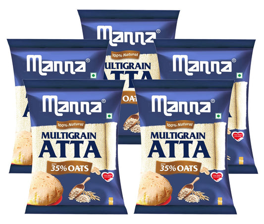 5x Manna Multigrain Atta with 35% Oats - (Pack of 5) - 5Kg
