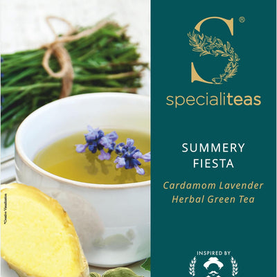 Cherise Specialiteas Summery Fiesta Cardamom Lavender Herbal Green Tea (2 g x 25 Pyramid Tea Bags)