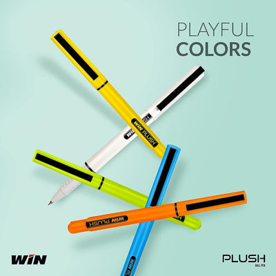 WIN Plush 0.7 mm Tip Ball Pens Set | Blue, Pack of 10 Pcs