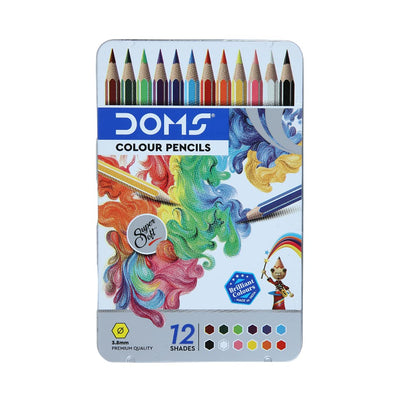 Doms 12 Shades Super Soft Color Pencils Flat Tin Box - IMAGE ISSUE