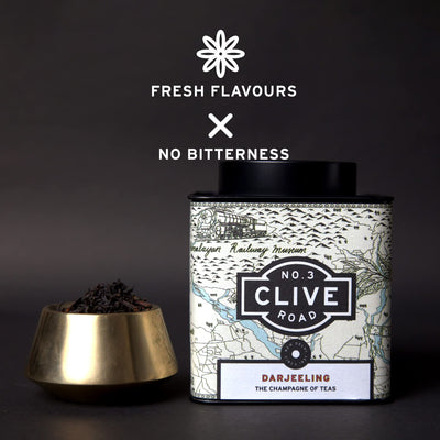 Clive Road Darjeeling - 50+ Cups, Premium Tea Tin, Champagne of Teas, Muscatel & Fruity Flavour, Garden Fresh, Iced/Hot Black Tea, Second Flush Quality, 100 g