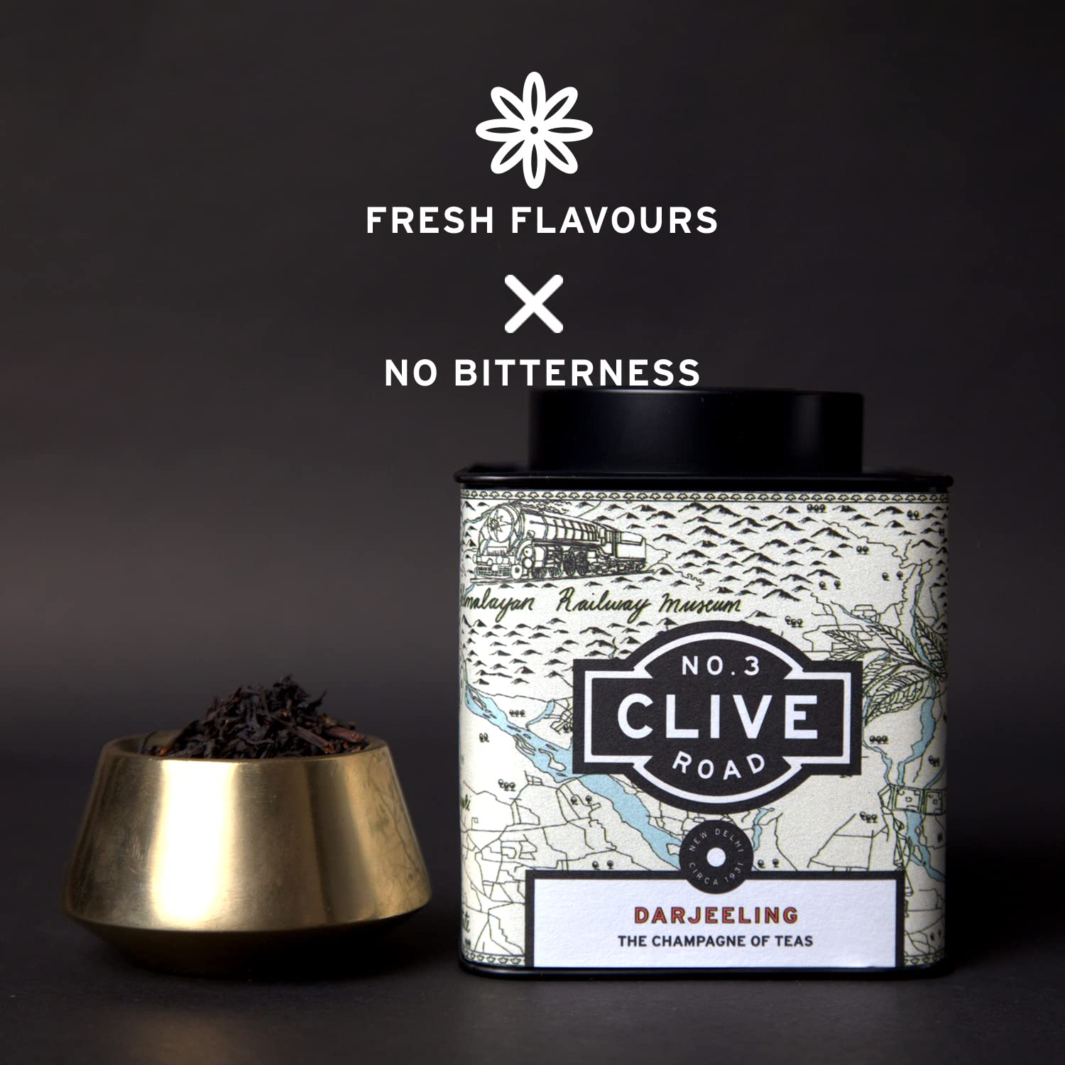 Clive Road Darjeeling - 50+ Cups, Premium Tea Tin, Champagne of Teas, Muscatel & Fruity Flavour, Garden Fresh, Iced/Hot Black Tea, Second Flush Quality, 100 g