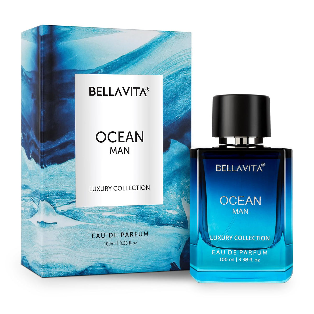 Bella Vita Luxury OCEAN Man Eau De Parfum Perfume with Bergamot, Melon, Rose & Musk|Premium, Long Lasting Fresh & Aquatic Fragrance EDP for Men 100 ML