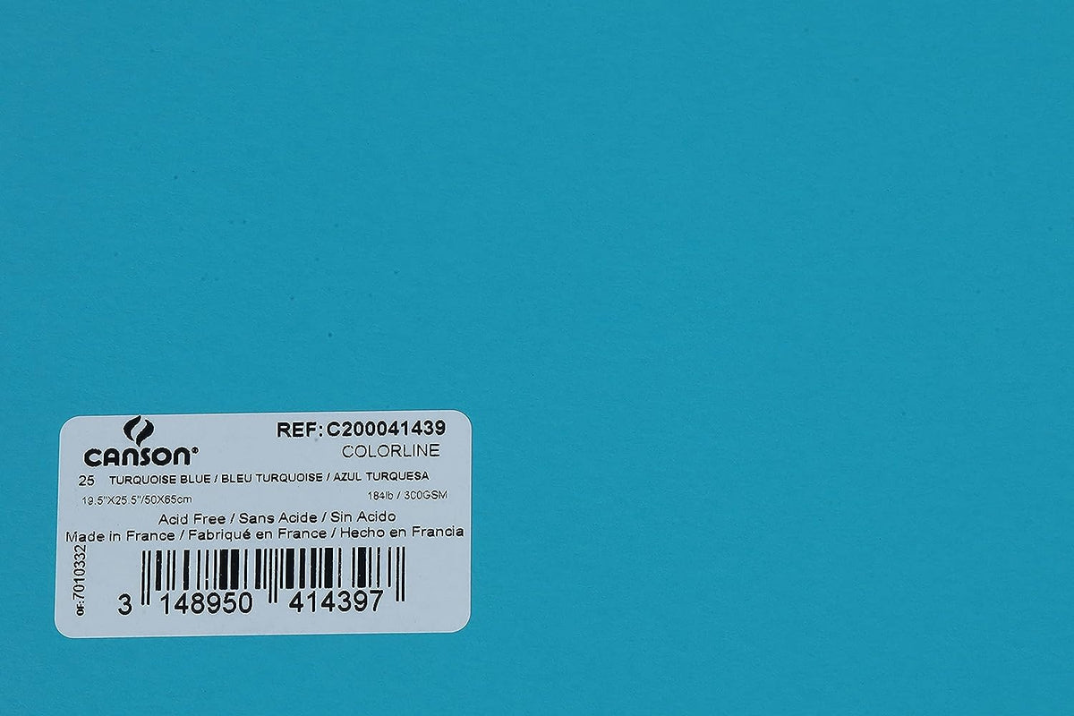 Canson Colorline 300 GSM Grainy 50 x 65 cm Coloured Drawing Paper Sheets(Turquoise Blue, 10 Sheets)