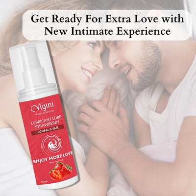 Vigini Vibe - Natural Personal Lubricant for Men and Women - Premium Strawberry Flavour - Water Based Luber - Skin Friendly, Silicone and Paraben Free - No Side Effects - 50 ml