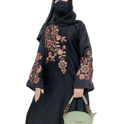 BURAQUE DESIGNER Nida Fabric Free Size Muslim Burqa/Abaya & Burkha Dress for Muslim Women and Girl's (E07-Large Copper-Burkha)