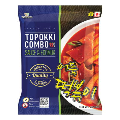 Authentic Korean Topokki Combo Sauce & Eoomuk | Chewy Rice Cakes | Ready in Minutes | Halal | Quick & Easy Cook | 320 gm