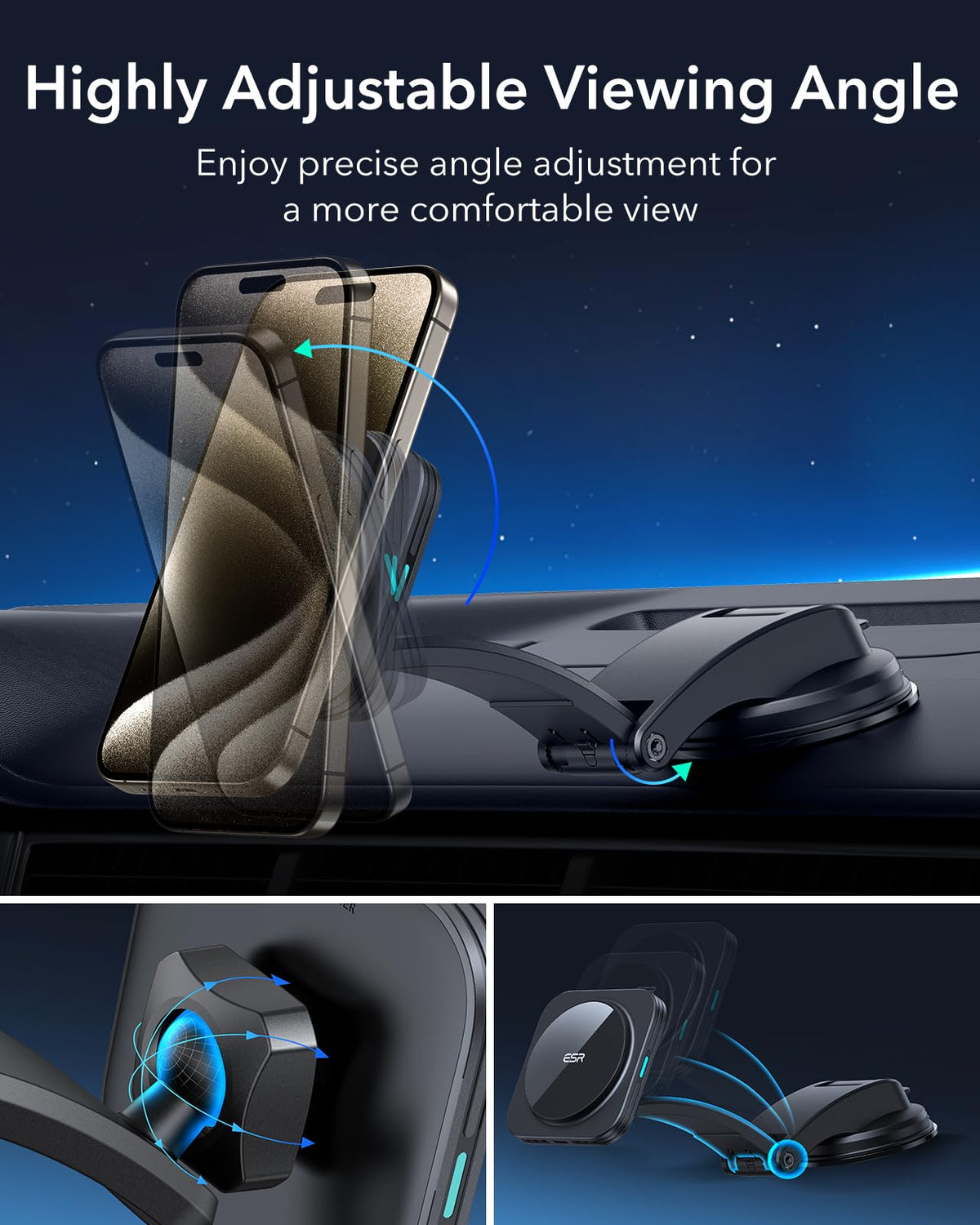 ESR Dashboard MagSafe Car Mount Charger, Compatible with MagSafe Car Charger, Magnetic Car Phone Holder for iPhone 16/15/14/13/12 Series & Galaxy S25, Fast Charging, Black