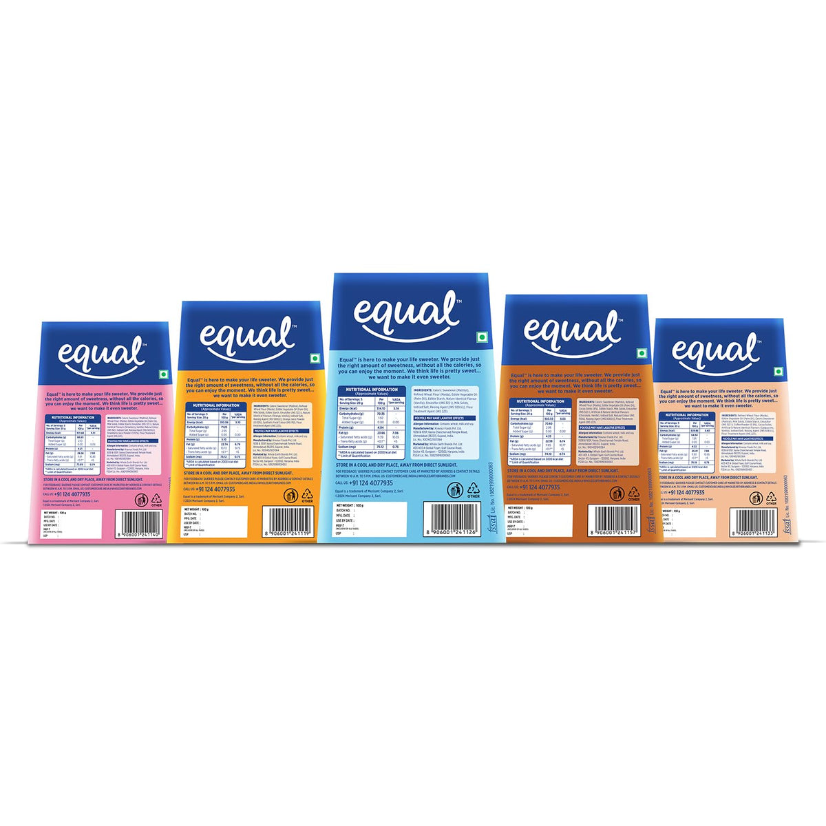 Equal Assorted Wafers Cube (Sugar-Free) | Pack of 5 (100g each) | 0% Added Sugar | Flavoured Wafers | Crispy Creamy Wafers | Crunch Anytime Anywhere