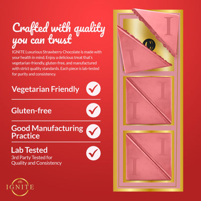 MBDH Wellness Ignite Chocolate Bars(1 Box) Luxurious Strawberry Flavour Chocolate For Uplifting Mood & Vitality Ideal For Men & Women,Vegetarian And Gluten-Free Delight,110 Grams