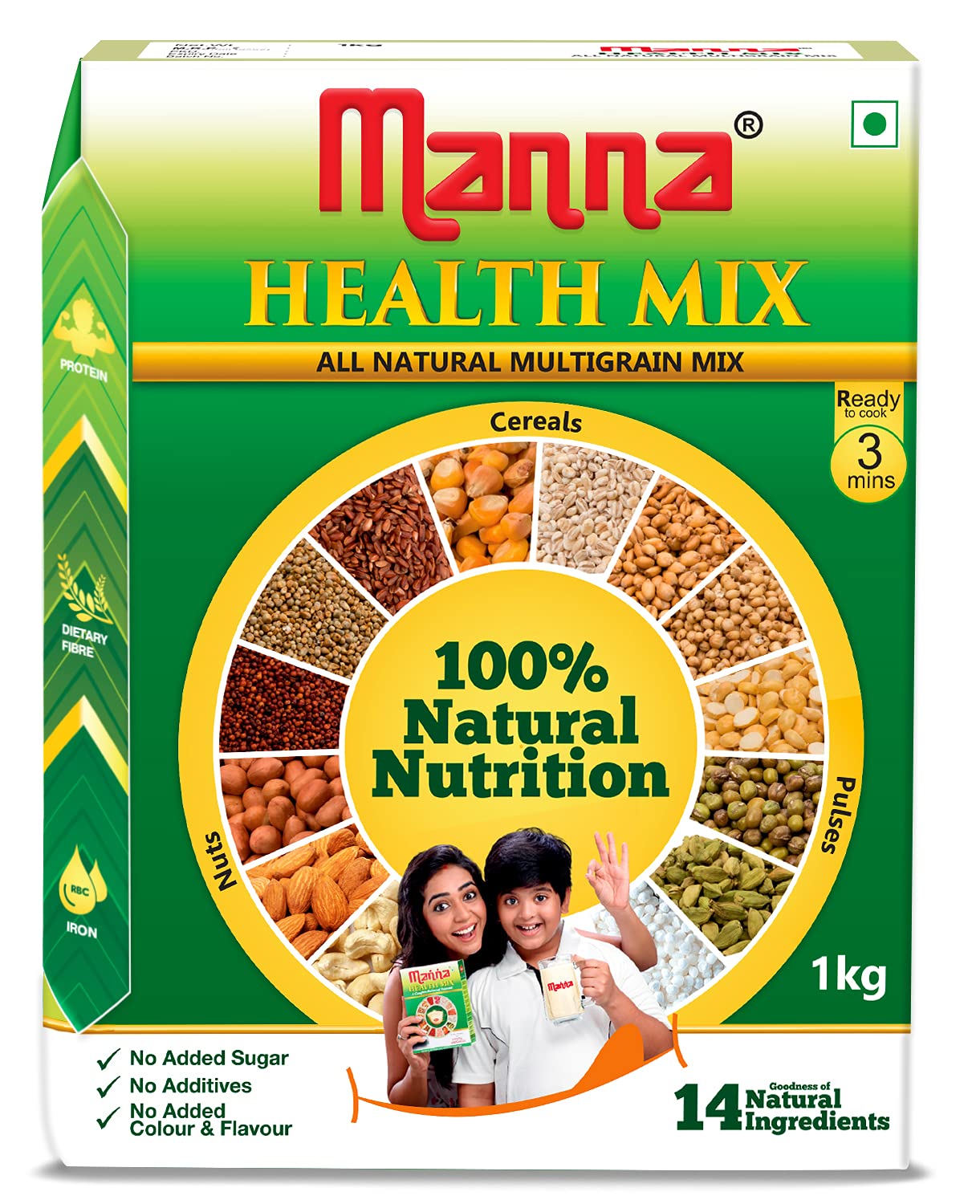 Manna Health Mix - 1kg | Multi Millet Health Drink Mix Powder for Kids | Millets, Nuts, Cereals & Pulses | Sathu maavu | Porridge Mix