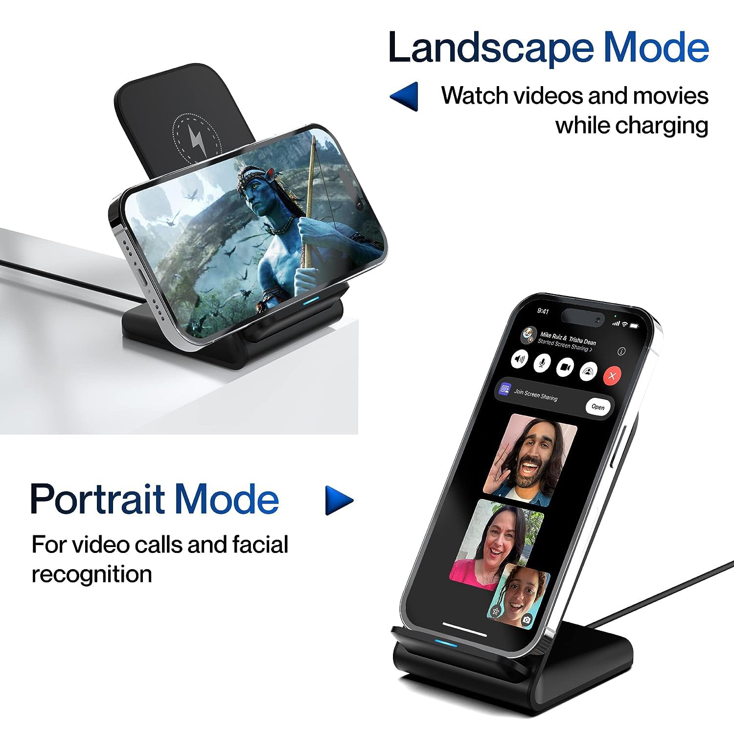Ambrane 15W Wireless Charging Stand for iPhone 14/13/12 Series, Galaxy S23/S22/S21/S20/Note20 Series, OnePlus 9/9 Pro, Apple Watch & Other Qi Devices (Powerpod, Black)