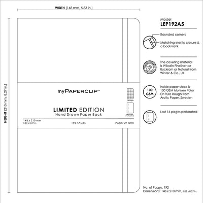 Mypaperclip Limited Edition Notebook, A5 (148 X 210 Mm, 5 .83 X 8.27 In.) Checks Lep192A5-C - Black