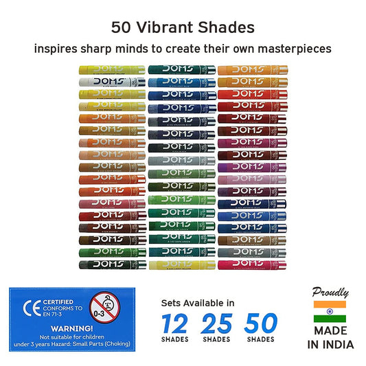 Doms Oil Pastels 12 Shads With Scrapper Inside Pack Of 2 Packet- Gsm Listing