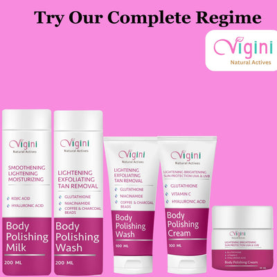 Vigini Skin Whitening Lightening Brightening Scrub Moisturizer Full Body Radiance Cream, Tan Pigmentation Removal, Glutathione Hyaluronic Acid Vitamin C Scrub Cream, Underarms Women Men - 100ml