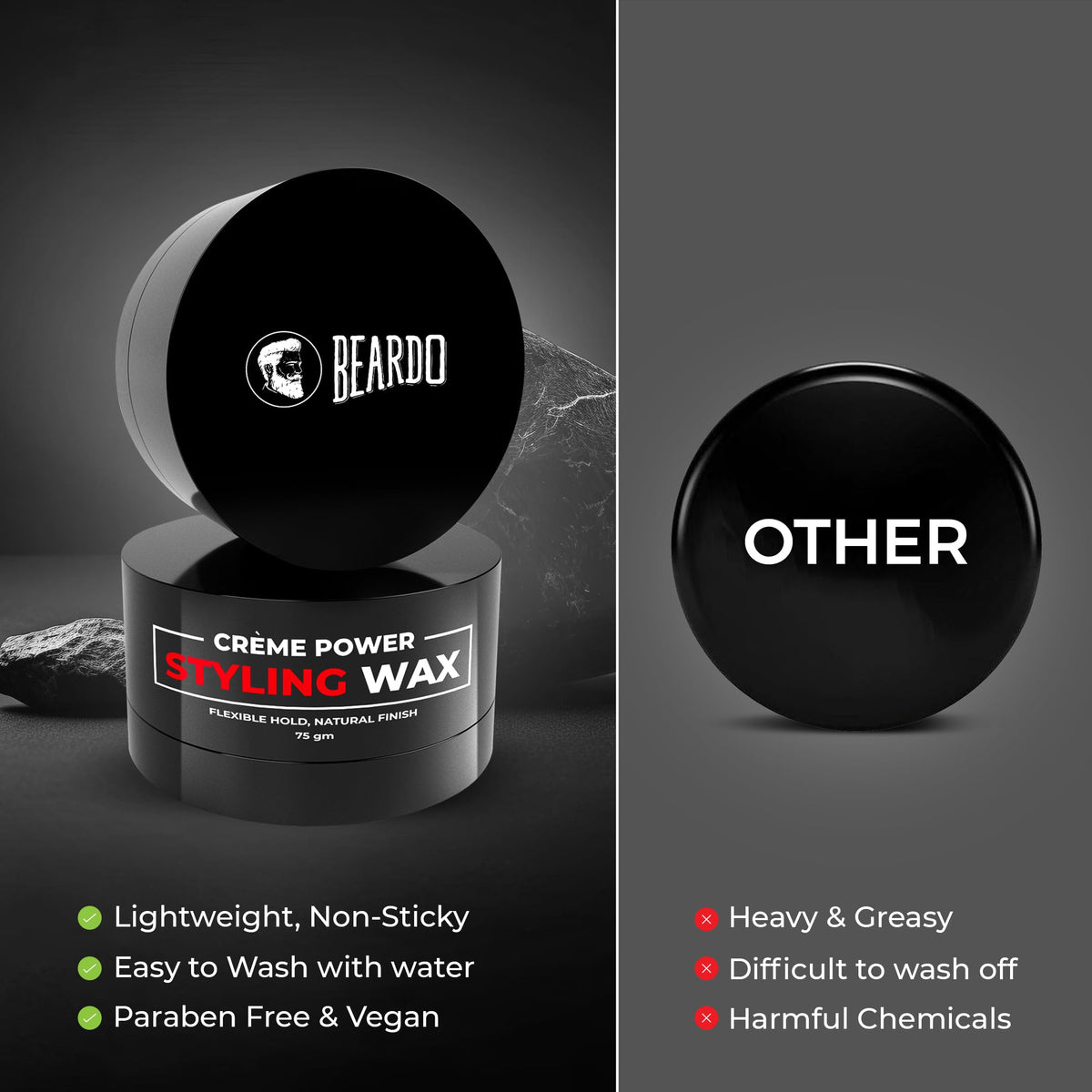 4x Beardo Creme Power Styling Wax, 75 gm each - Pack of 4