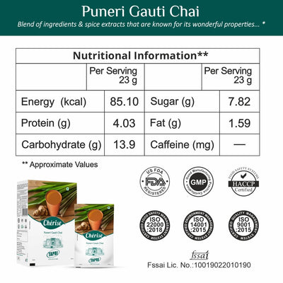 Cherise Tapri Premium Puneri Gauti Chai, Instant Tea Premix (23 g x 7 Sachets)