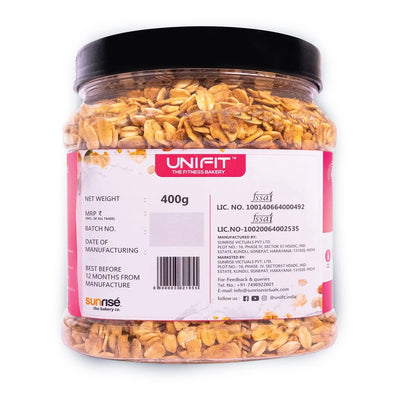 UNIFIT Jaggery Rolled Oats | Jaggery Oats | Healthy Breakfast | Rich Source of Protein & High Fiber Oats | Whole grain Oats | 400g | Pack of 1