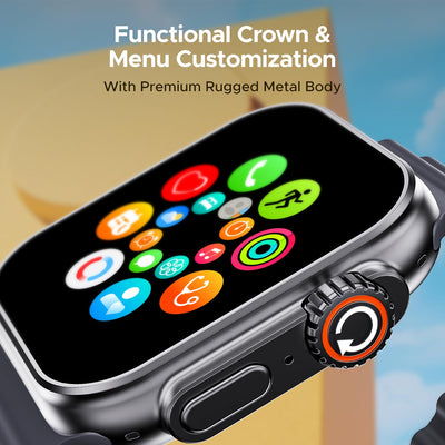 boAt Wave Elevate Pro Smart Watch w/ 1.96" AMOLED Display, BT Calling, Coins,Rugged Metal Body,Functional Crown,Always on Display,100+Sports Mode,Menstrual Tracking,HR & SpO2(Dark Grey)