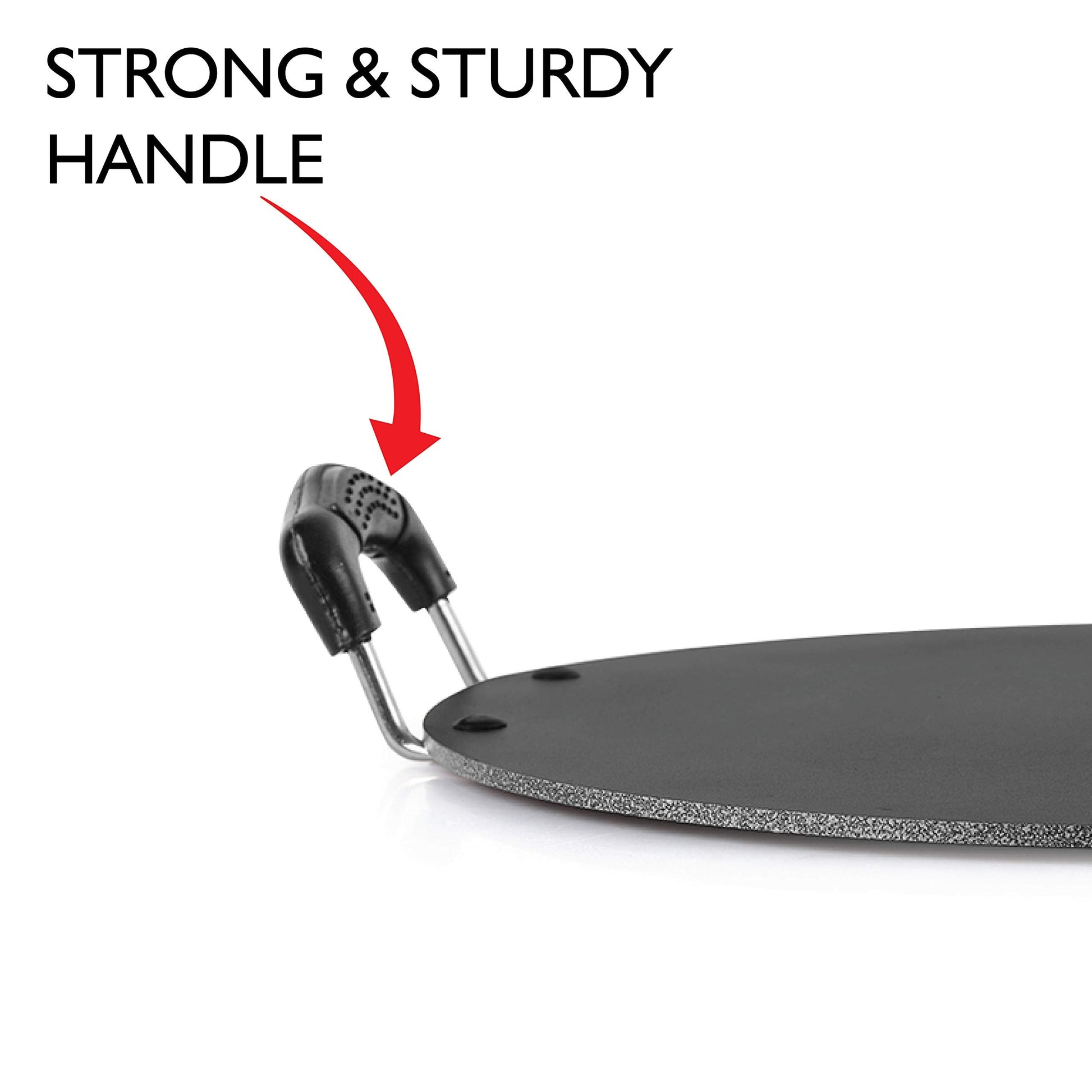 Cello Aluminium Non-Stick Patri Tawa Round, 30cm, Black and Grey | Induction base Flat Tawa | Dosa Tawa, Roti, Paratha, Chapati Tawa