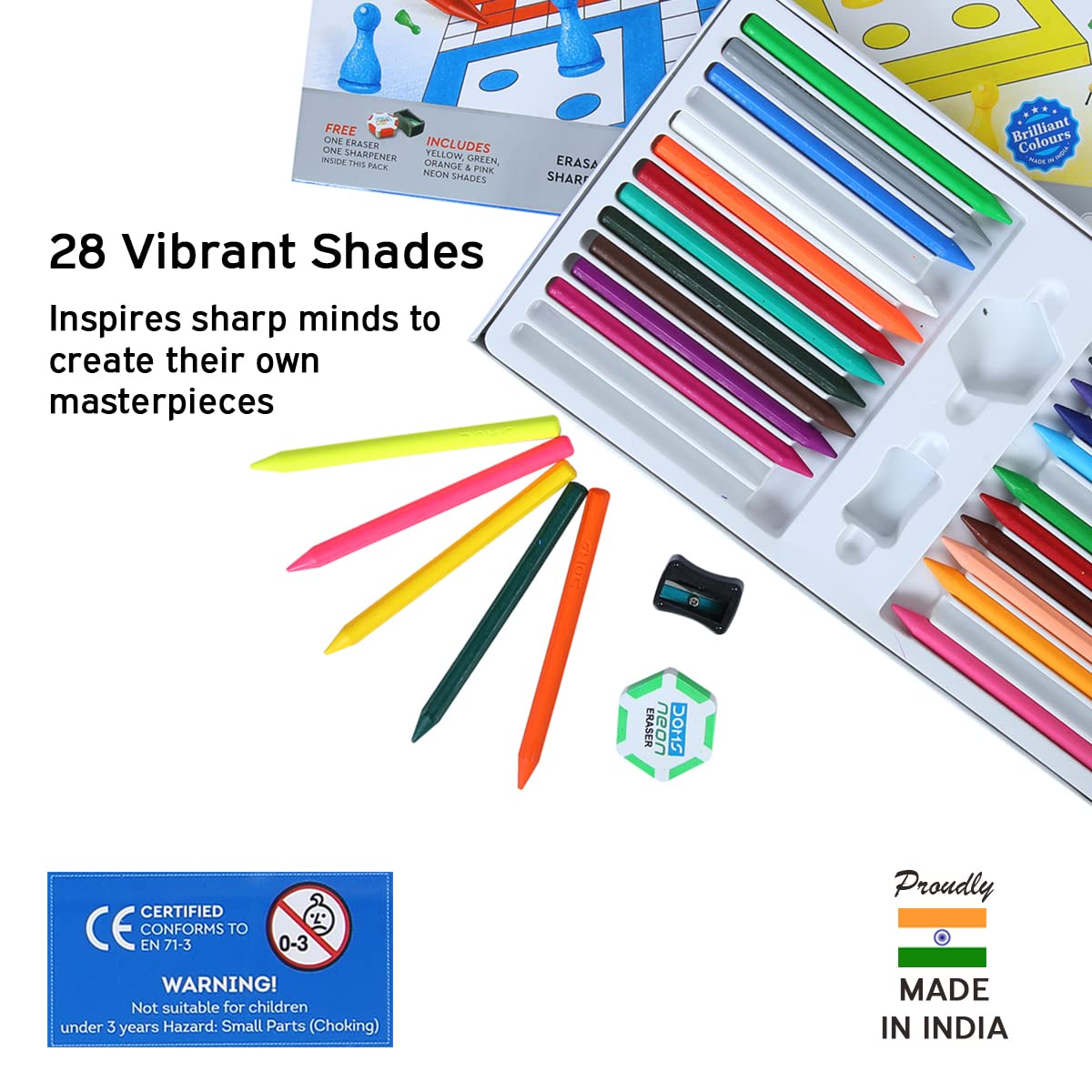 Doms Plastic Crayon 28 Shades Box