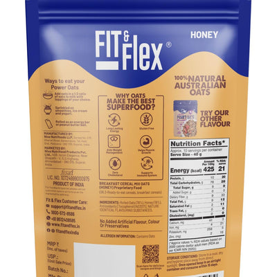 FIT & FLEX High Protein Ready To Eat Oats, Baked Peanut Butter Chocolate & Honey Oats, Zero Refined Sugar, Gluten Free & Preservative Free - As Seen on Shark Tank India - (400 g Each) Assorted Combo Pack of 2