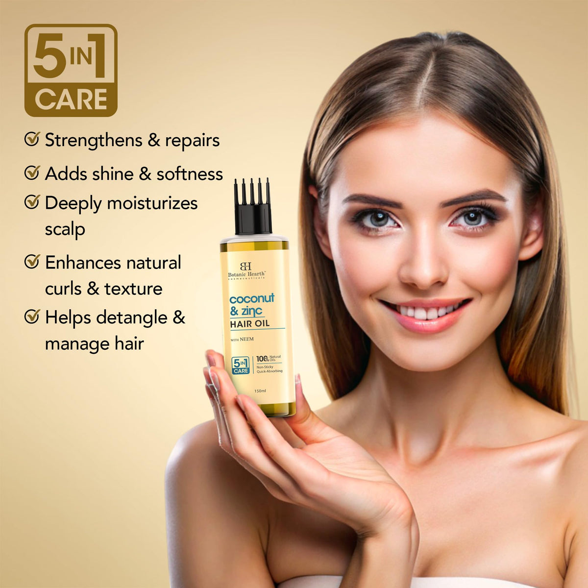 Botanic Hearth Coconut & Zinc Pyrithione hair Oil – 150ml – Soothes Scalp, Controls Dandruff, Nourishes & Hydrates with Coconut Oil & Zinc Pyrithione for Healthy Hair