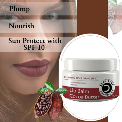 Dermistry Cocoa Butter Lip Care Tint Balm Plumping Nourishing Retinol SPF 10 for Glossy Lips + Exfoliating Lightening Coffee & Sugar Lip Scrub for Deep Dry Chapped Lips for Women Men Girls (Pack of 2)