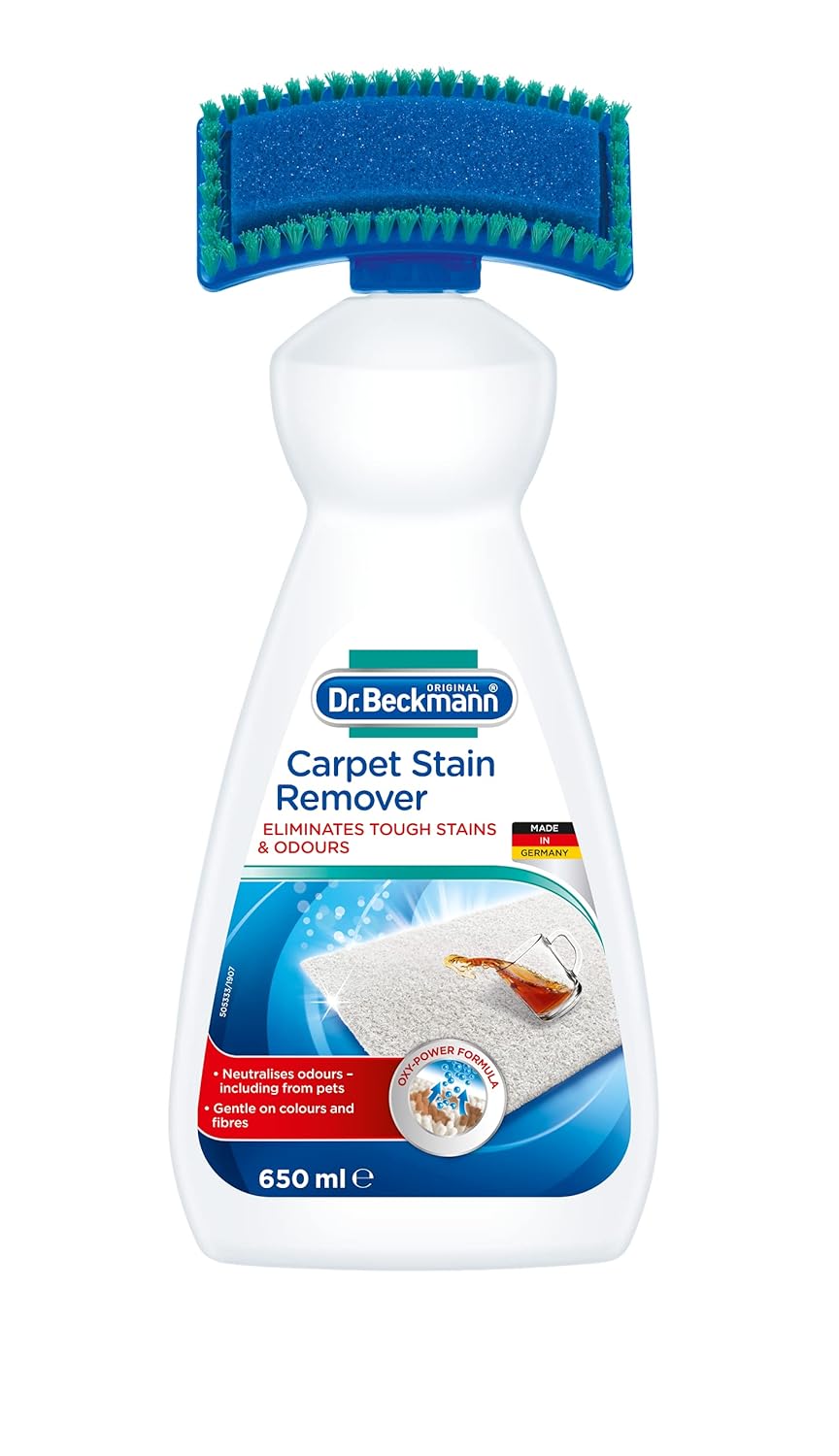 Dr. Beckmann Carpet Stain Remover 650ml | Removes Even Stubborn Stains and Odours | Includes Applicator Brush | For Home, Car Carpets and Upholstery